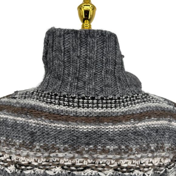 J. Jill Open Knit Cardigan Size MEDIUM Gray Wool Alpaca Blend Nordic Fair Isle - Picture 14 of 16